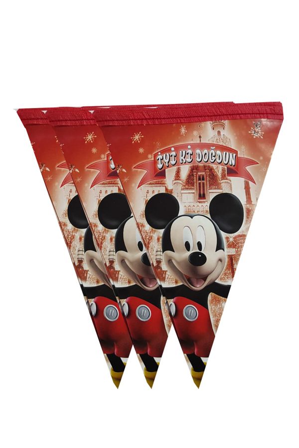 Mickey Mouse 11 Bayraklı Üçgen Flama Doğum Günü Parti Süsü 180cm Parti Dolabı