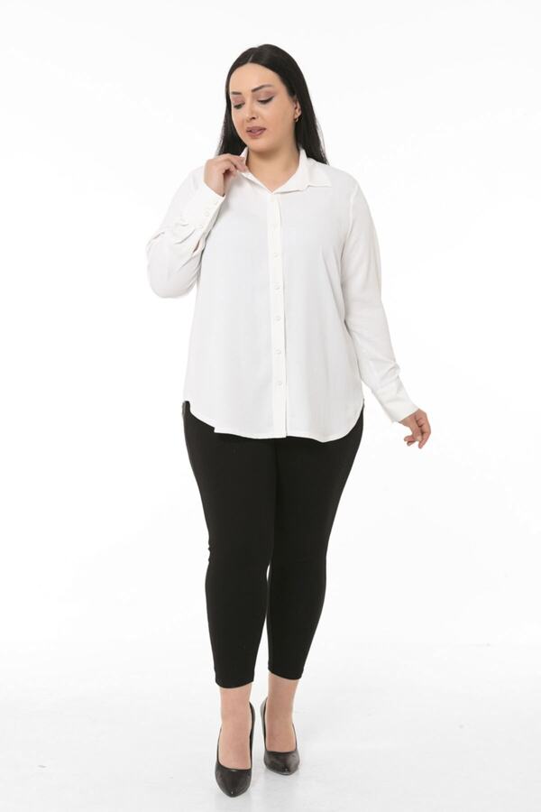 Wide Cuffed Back Slit & Drawstring Detail Shirt &mdash; White