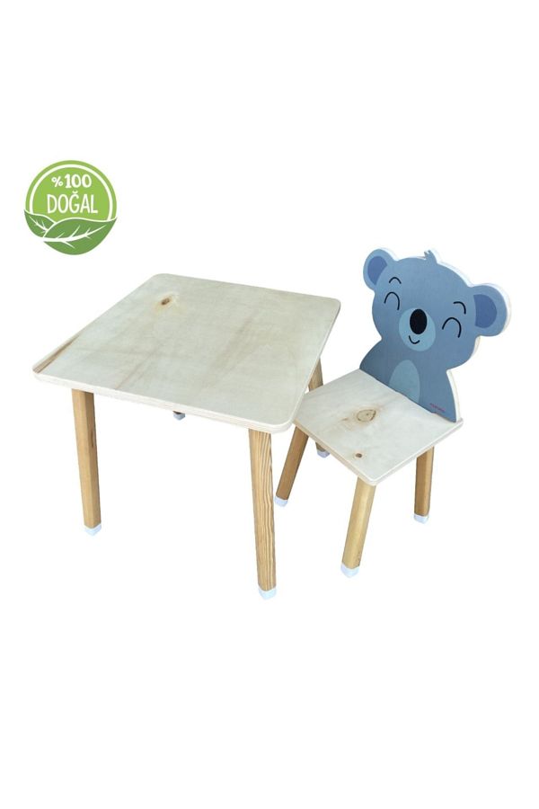 Doğal Ahşap Çocuk Aktivite Masa Ve Sandalye Takımı - Koala ODUNCONCEPT
