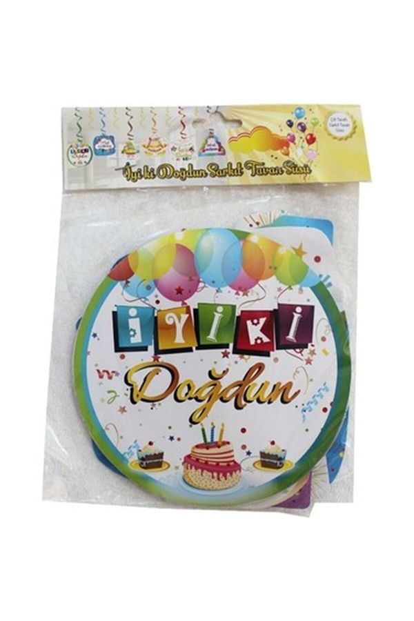 Iyiki Doğdun Mavi Pastalı 6 Lı Tavan Sarkıt Süs Dalgaları Seti