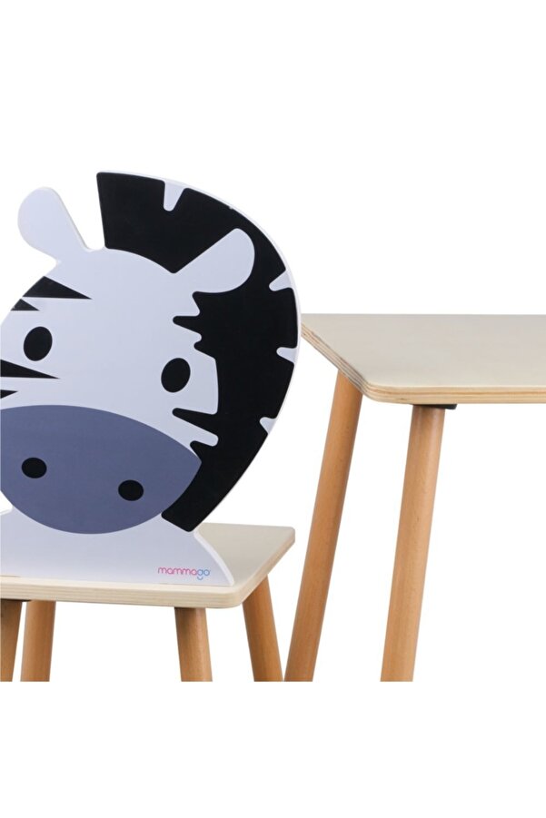 Doğal Ahşap Çocuk Aktivite Masa Ve Sandalye Takımı - Zebra ODUNCONCEPT