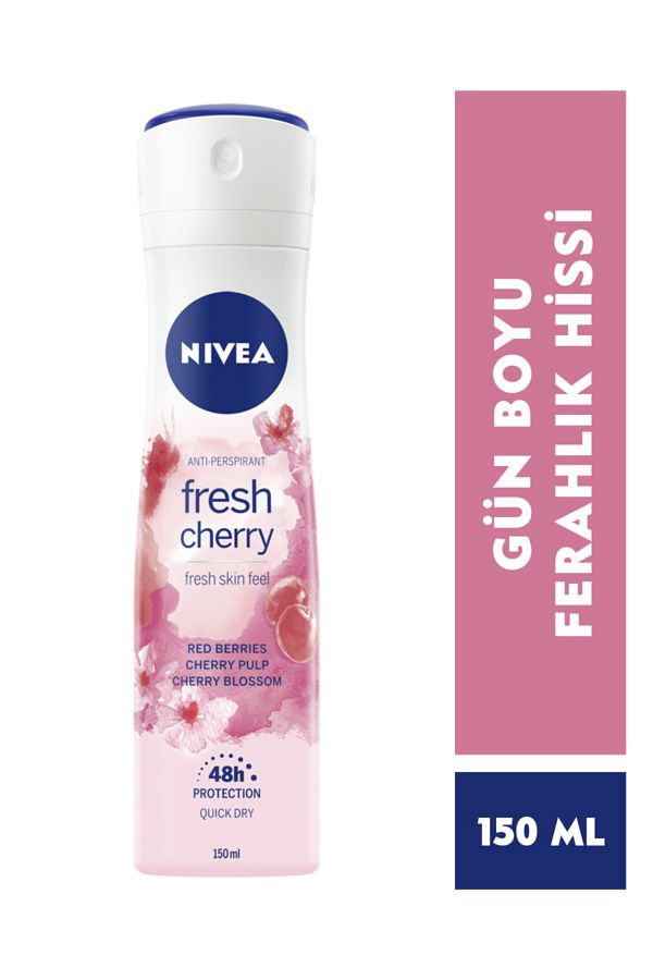 Kadın Sprey Deodorant Fresh Cherry, 48 Saat Anti-perspirant Koruma, 150 ml