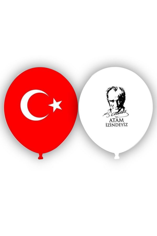 50 Atatürk Baskılı 50 Türk Bayrağı Baskılı 100 Adet Bayrak Balon 19 Mayıs 10 Kasım 23 Nisan Süsleme_0