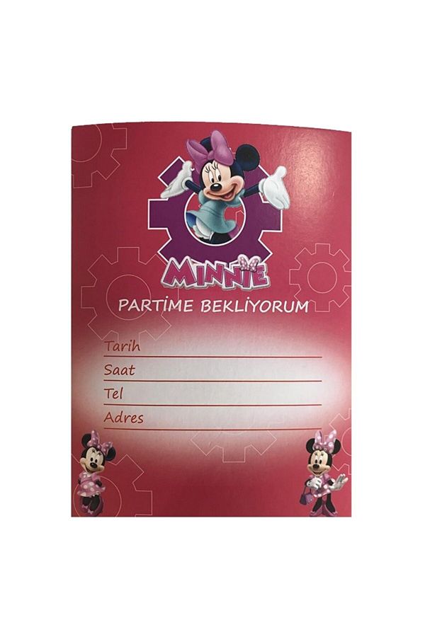10 Adet Minnie Mouse Parti Davetiye Parti Dolabı