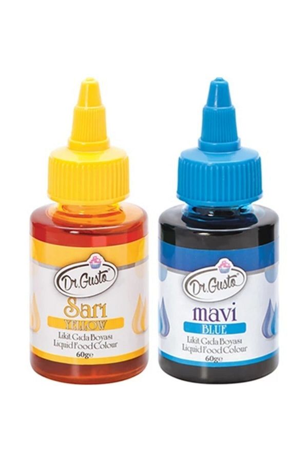 Dr Gusto Su Bazlı Likit Gıda Boyaları 2 Adet Sarı-mavi 60gr Cakes&Party