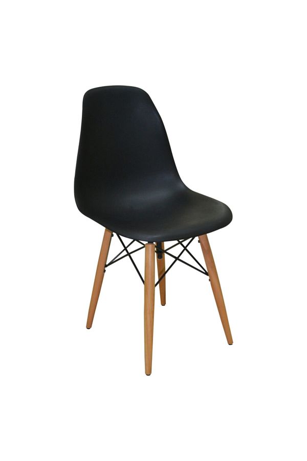 Luna Ağaç Ayaklı Modern Eames Siyah Sandalye