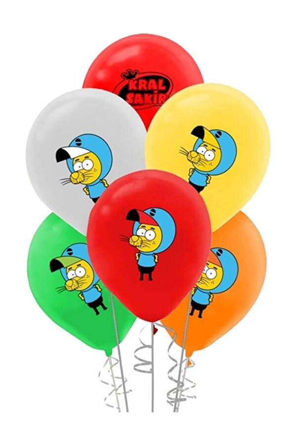 6 Adet Kral Şakir Balon Çok Renkli Rengarenk Lateks Doğum Günü Balonu 30cm 12inc Parti Dolabı