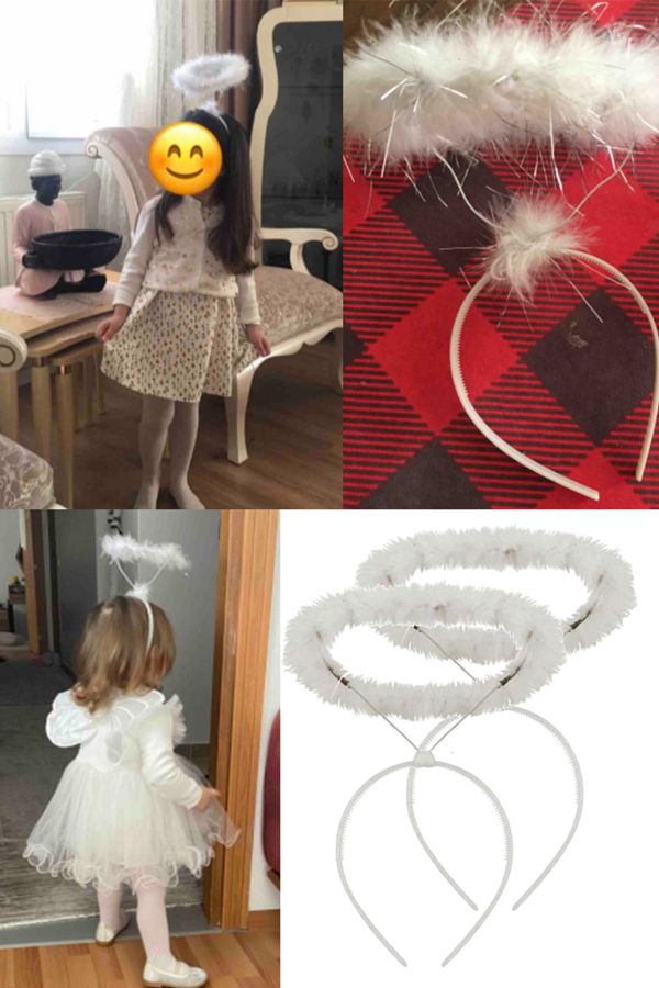2 Adet Beyaz Tüylü Melek Haresi Tacı Hare Taç Tüylü Bekarlığa Veda Tacı Bride To Be Çocuk Yetişkin_1