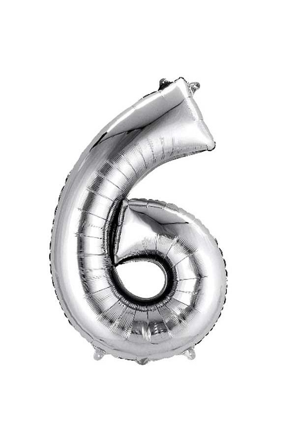 100 Cm Gümüş Büyük Folyo 6 Rakam Balon 40inc