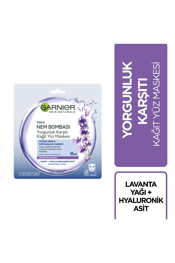 Lavanta Yağı ve Hyaluronik Asit İçeren Yorgunluk Karşıtı Kağıt Yüz Maskesi