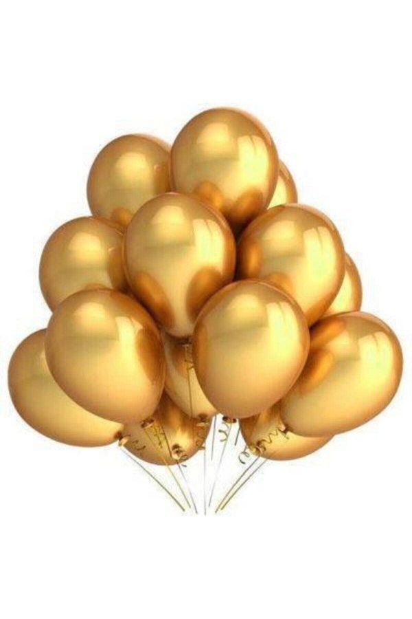 Yılbaşı Altın Metalik Sedefli Balon 30 Adet