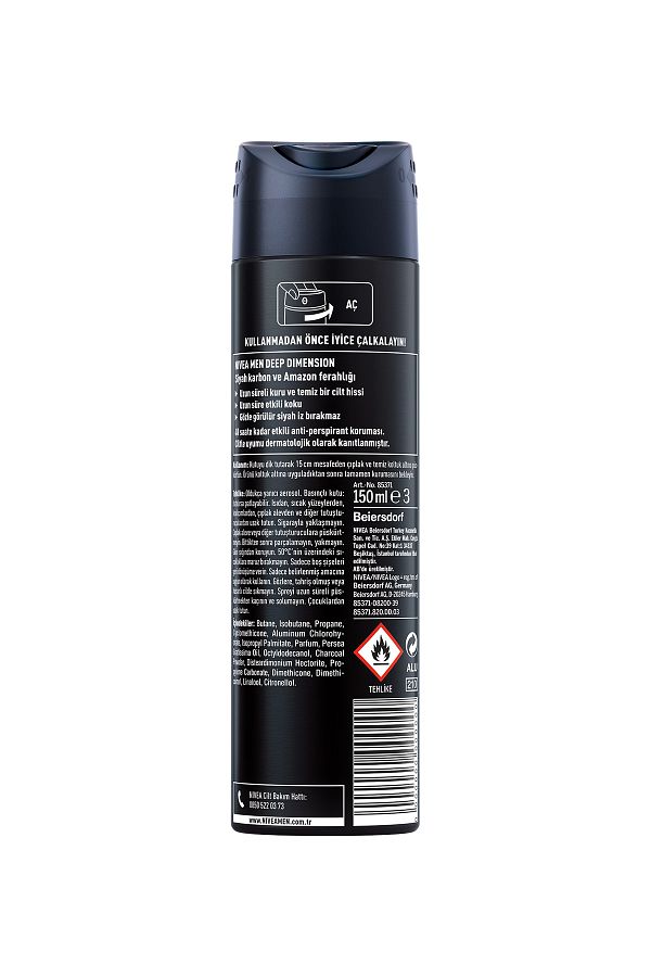 Men Erkek Sprey Deodorant Deep Dimension Amazonia 150ml,48 Saat Anti-perspirant Koruma_1