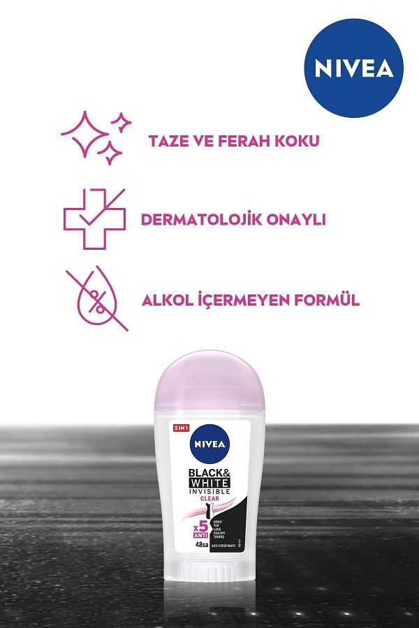 Kadın Stick Deodorant Black&White Invisible Clear 48 Saat Anti-perspirant Koruma  40ml_3