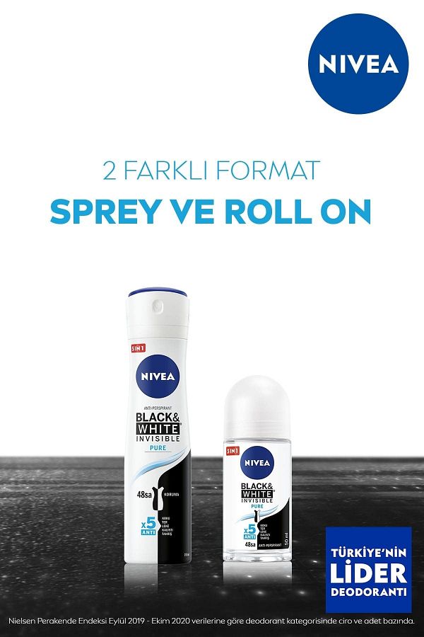 Kadın Sprey Deodorant Black&white Invisible Pure 150ml,48 Saat Anti-perspirant Koruma_4