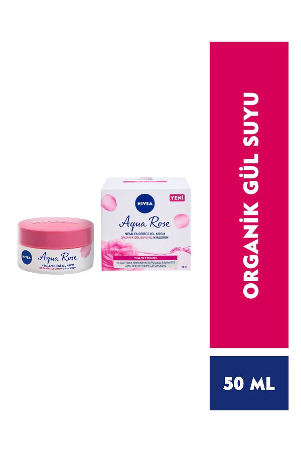 Aqua Rose Hyaluron ve Organik Gül Suyu İçeren Nemlendirici Jel Yüz Kremi 50 ml,48 Saat Nemlendirme