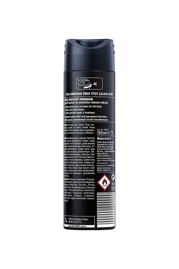 Men Erkek Sprey Deodorant Deep Dimension 150ml,48 Saat Anti-perspirant Koruma_2