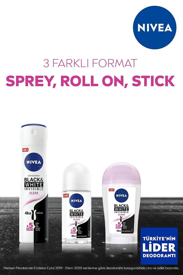 Kadın Stick Deodorant Black&White Invisible Clear 48 Saat Anti-perspirant Koruma  40ml_5