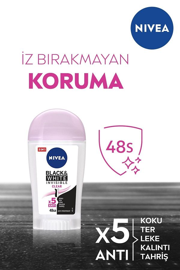 Kadın Stick Deodorant Black&White Invisible Clear 48 Saat Anti-perspirant Koruma  40ml_2