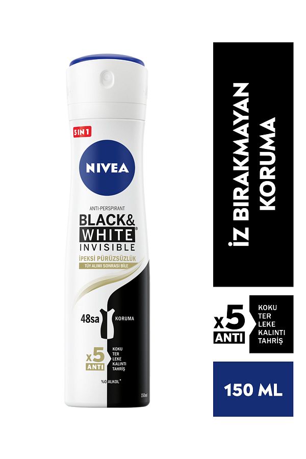 Kadın Sprey Deodorant Black&white Invisible Ipeksi Pürüzsüzlük 48 Saat Koruma 150ml