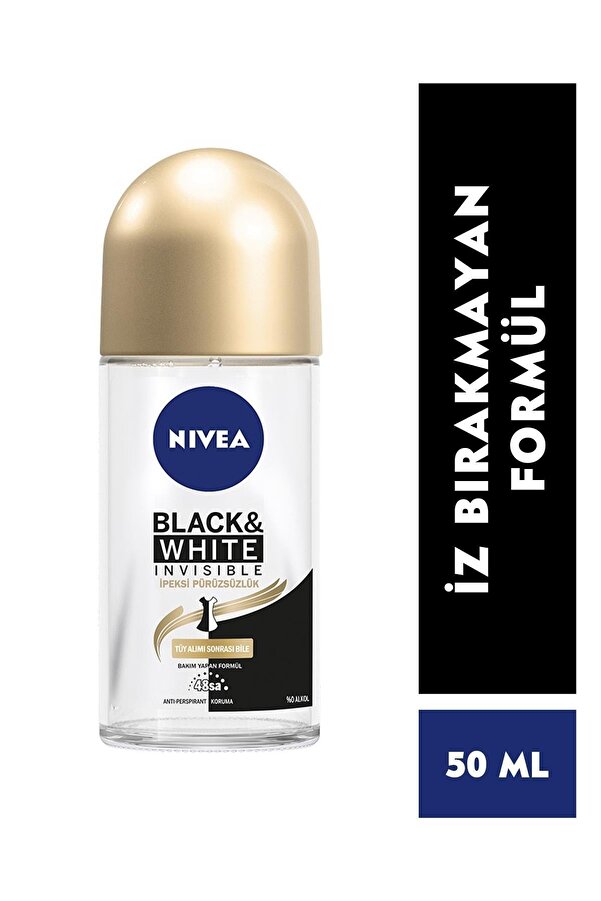 Kadın Roll On Deodorant Black&white Ipeksi Pürüzsüzlük 50ml,48 Saat Anti-perspirant Koruma Ginncans