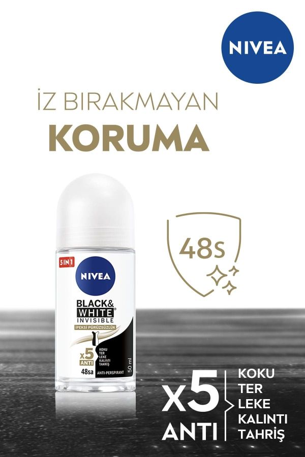 Kadın Roll On Deodorant Black&white Ipeksi Pürüzsüzlük 50ml,48 Saat Anti-perspirant Koruma_2
