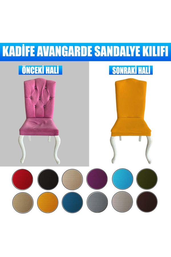Kadife Hardal Lüks Avangarde Sandalye Kılıfı_4