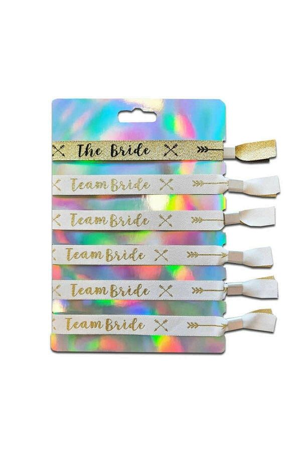 Bride To Be Temalı Team Bride Yazılı 16 Adet Gold Beyaz Bileklik
