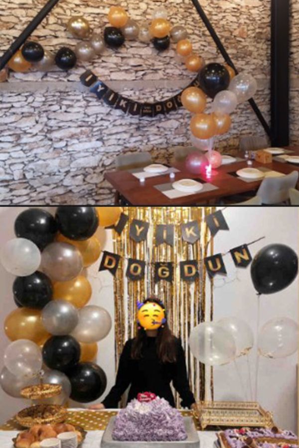18 Yaşa Özel 60 Balonlu Doğum Günü Parti Süsleri Veya Zinciri Gümüş Gold Siyah Balon Doğumgünü Seti_4