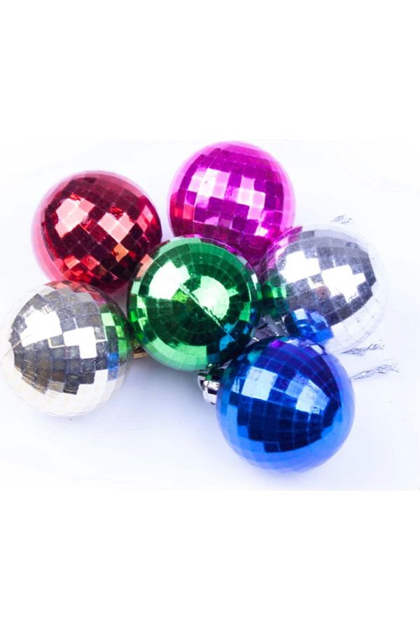 6cm 6'lı Karışık Renkli Lüx Disco Yılbaşı Ağacı Cicitop Süs