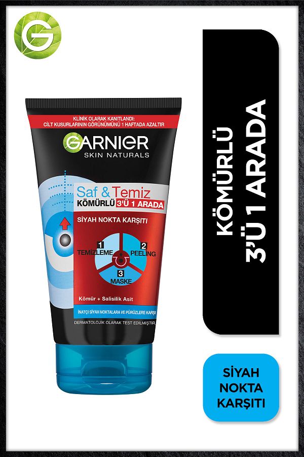 Saf & Temiz Siyah Nokta Karşıtı Kömürlü 3'ü 1 Arada