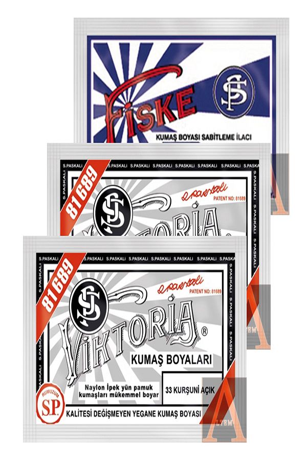 Kumaş Boyası 2 Pkt. Açık Kurşuni+1 Pkt. Sabitleyici Fiske