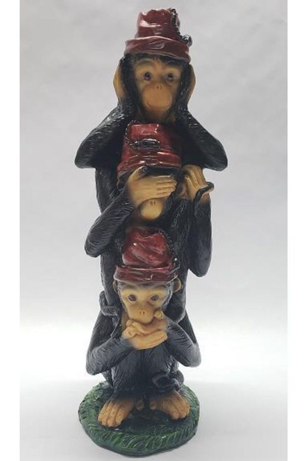 Three Wise Monkeys Dekoratif Fes Takmış 3 Maymun