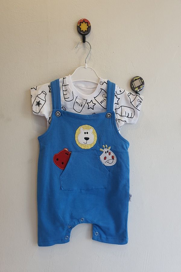 Erkek Bebek Milk Baskılı İkili Salopet