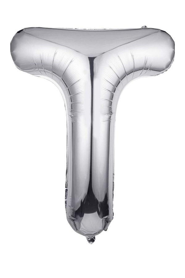 Gümüş Folyo Harf Balon 100 Cm Helyum Uyumlu Balon T Harfi