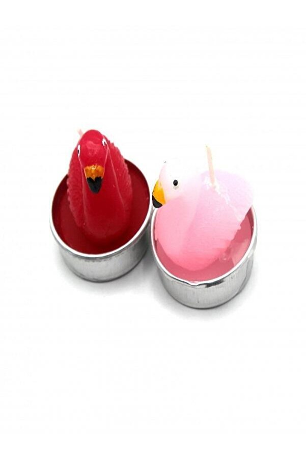 2'li Flamingo Mum 2 Adet Flamingo Şeklinde Mum