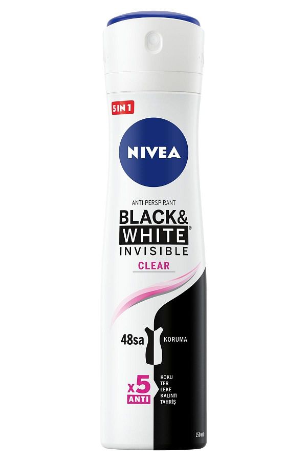 Kadın Sprey Deodorant Black&White Invisible Clear 150ml,48 Saat Anti-perspirant Koruma_1