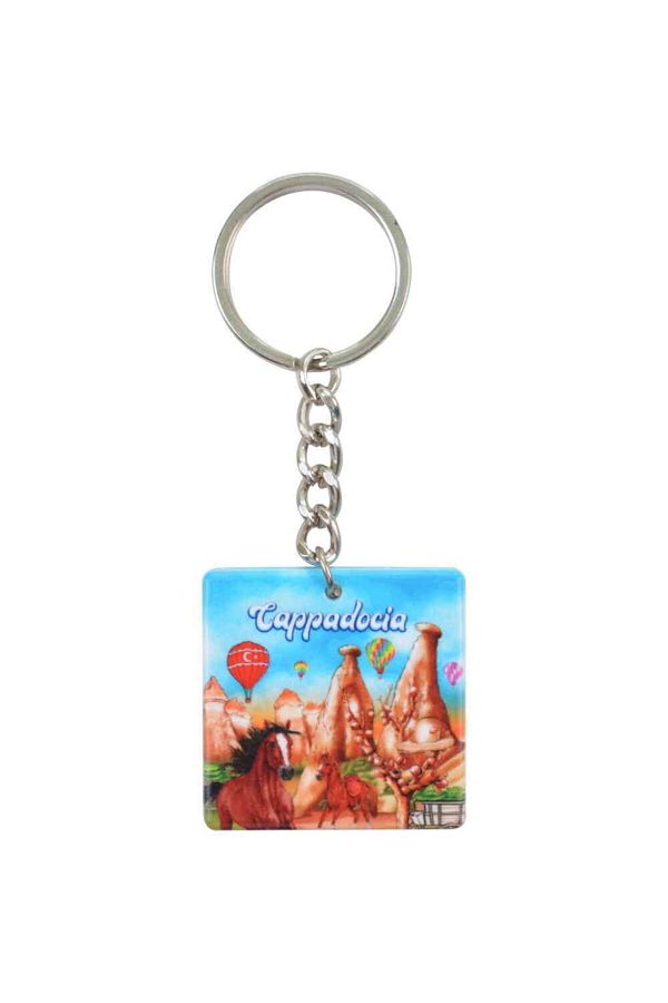 Kapadokya Temalı Uv Baskılı Kare Anahtarlık 40x108 Mm 4 Nolu Tasarım