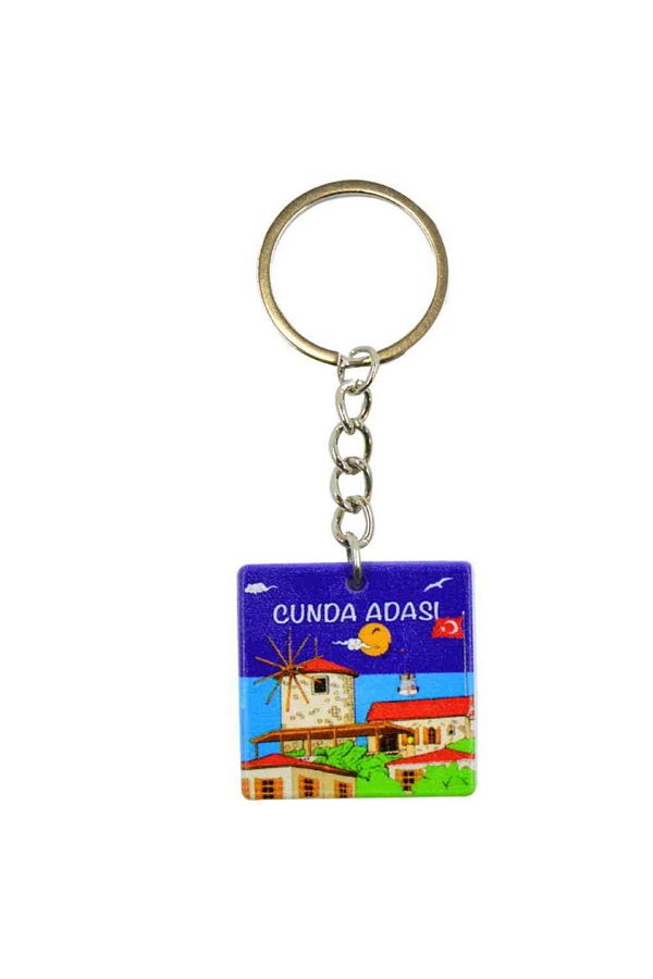 Cunda Temalı Uv Baskılı Kare Anahtarlık 40x108 Mm 1 Nolu Tasarım