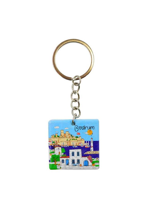 Bodrum Temalı Uv Baskılı Kare Anahtarlık 40x108 Mm Myros
