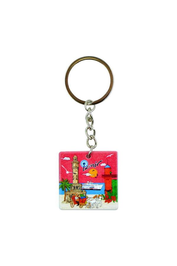 Izmir Temalı Uv Baskılı Kare Anahtarlık 40x108 Mm 1 Nolu Tasarım
