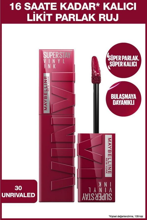 Super Stay Vinyl Ink Uzun Süre Kalıcı Likit Parlak Ruj 30 Unrivaled Gencerler