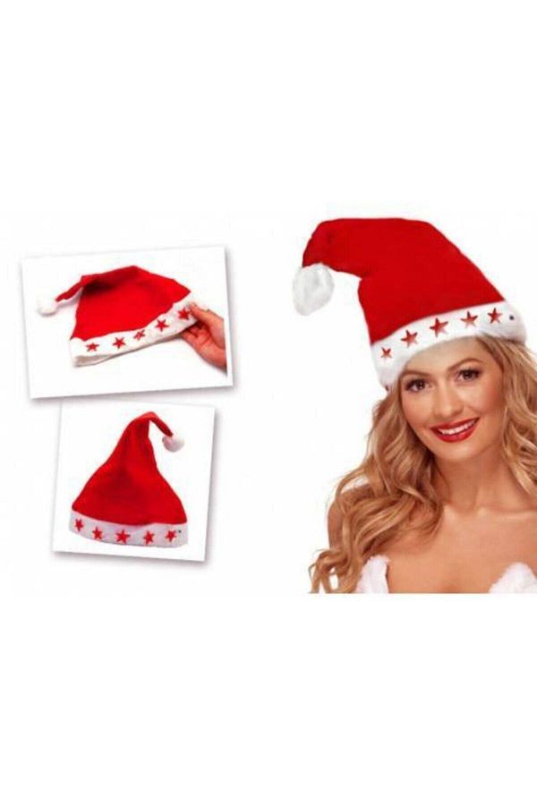 1 Adet Işıklı Kırmızı Noel Yılbaşı Şapkası