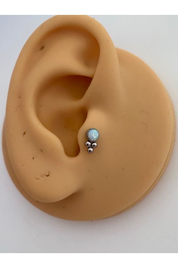 Cerrahi Çelik Opal Taşlı Tragus Helix Conch Piercing
