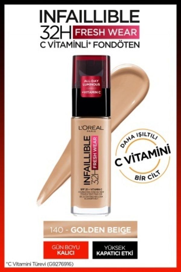 L'Oréal Paris Infaillible 32H Fresh Wear C Vitaminli Fondöten - 140 Golden Beige