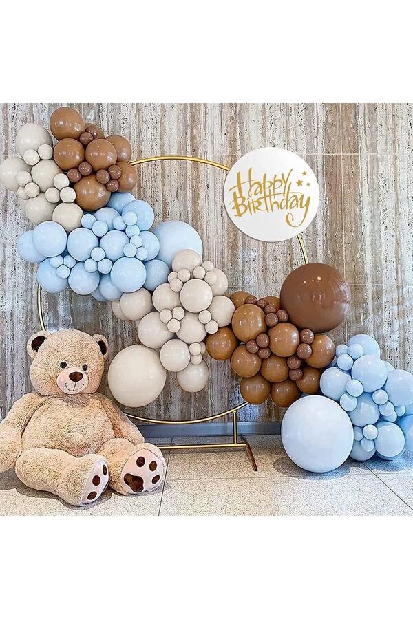 75li Balon Seti 25 Deniz Kumu + 25 Kahverengi + 25 Makaron Mavi Mat Pastel Soft Balon Zinciri 1 Yaş_0