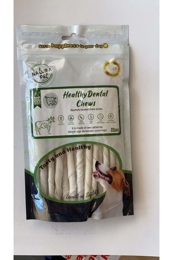 Eco Healty Dental Chews Beyaz Burgu Kemik 13 cm 25*li 150 gr