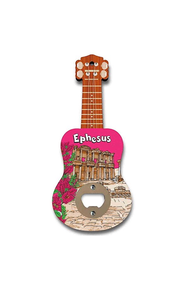 Efes Temalı Ahşap Gitar Açacak Magnet 200x89 Mm Myros