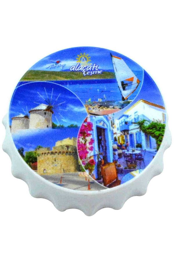Alaçatı Bölgesi Temalı Uv Baskılı Küçük Kapak Açacak Magnet 58x15 Mm 4 Nolu Tasarım Myros