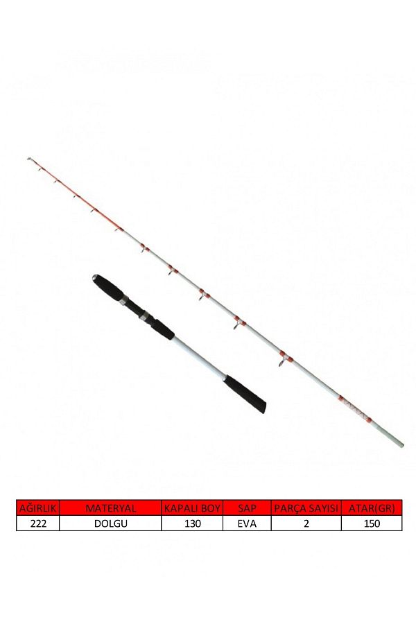 1428 Egi Fisher 2 Parça Solid 180cm. Tekne Kamışı Max 150gr Atar