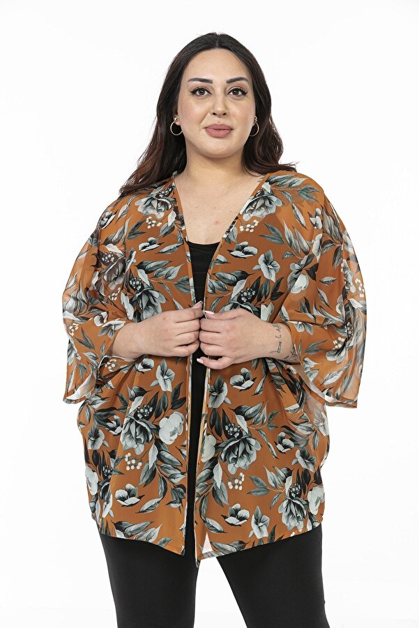 Batwing-sleeve Chiffon Jacket — Orange